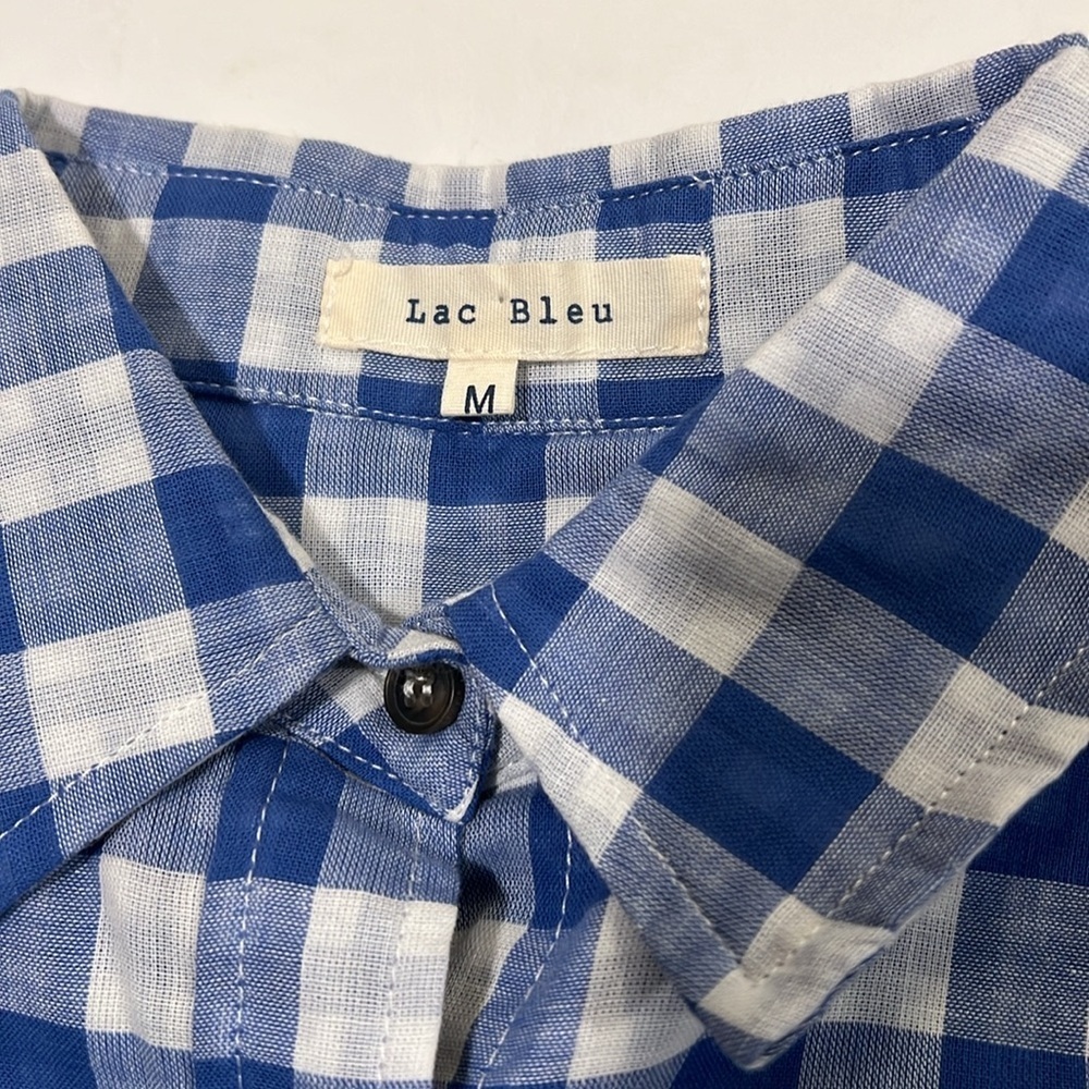 Lac‎ Bleu - boutique, white and blue plaid checkered tunic - Picture 3 of 7